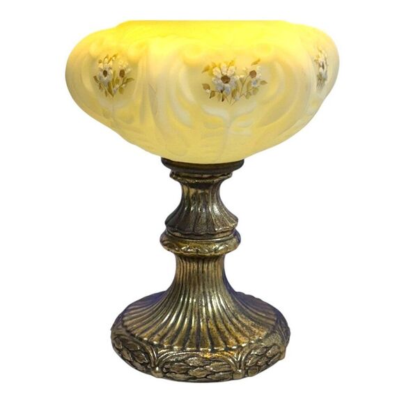 Fenton Hand-Painted Glass Lamp By Diane Johnson With Floral Motif - Picture 10 of 10